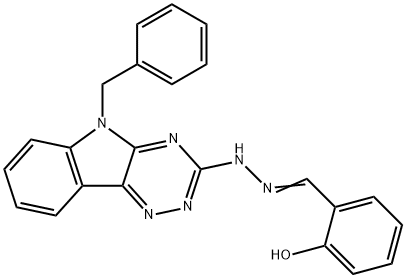 2-hydroxybenzaldehyde (5-benzyl-5H-[1,2,4]triazino[5,6-b]indol-3-yl)hydrazone 结构式