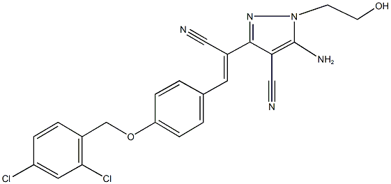 5-amino-3-(1-cyano-2-{4-[(2,4-dichlorobenzyl)oxy]phenyl}vinyl)-1-(2-hydroxyethyl)-1H-pyrazole-4-carbonitrile 结构式