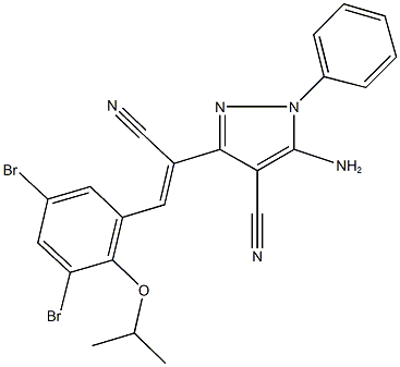 5-amino-3-[1-cyano-2-(3,5-dibromo-2-isopropoxyphenyl)vinyl]-1-phenyl-1H-pyrazole-4-carbonitrile 结构式