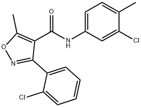 N-(3-chloro-4-methylphenyl)-3-(2-chlorophenyl)-5-methyl-4-isoxazolecarboxamide 结构式