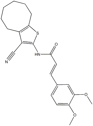 N-(3-cyano-4,5,6,7,8,9-hexahydrocycloocta[b]thien-2-yl)-3-(3,4-dimethoxyphenyl)acrylamide 结构式