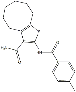 2-[(4-methylbenzoyl)amino]-4,5,6,7,8,9-hexahydrocycloocta[b]thiophene-3-carboxamide 结构式