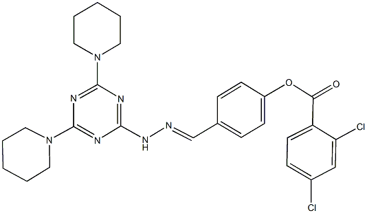 4-{2-[4,6-di(1-piperidinyl)-1,3,5-triazin-2-yl]carbohydrazonoyl}phenyl 2,4-dichlorobenzoate 结构式