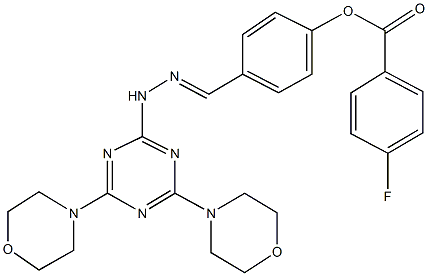 4-{2-[4,6-di(4-morpholinyl)-1,3,5-triazin-2-yl]carbohydrazonoyl}phenyl 4-fluorobenzoate 结构式