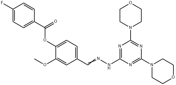 4-{2-[4,6-di(4-morpholinyl)-1,3,5-triazin-2-yl]carbohydrazonoyl}-2-methoxyphenyl 4-fluorobenzoate 结构式