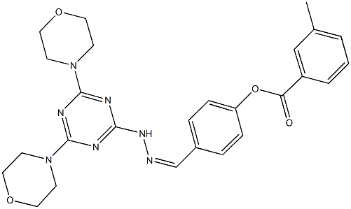 4-{2-[4,6-di(4-morpholinyl)-1,3,5-triazin-2-yl]carbohydrazonoyl}phenyl 3-methylbenzoate 结构式