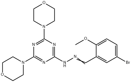 5-bromo-2-methoxybenzaldehyde [4,6-di(4-morpholinyl)-1,3,5-triazin-2-yl]hydrazone 结构式