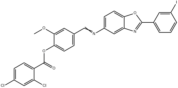 4-({[2-(3-iodophenyl)-1,3-benzoxazol-5-yl]imino}methyl)-2-methoxyphenyl 2,4-dichlorobenzoate 结构式