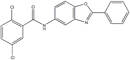 2,5-dichloro-N-(2-phenyl-1,3-benzoxazol-5-yl)benzamide 结构式