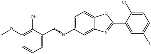 2-({[2-(2-chloro-5-iodophenyl)-1,3-benzoxazol-5-yl]imino}methyl)-6-methoxyphenol 结构式