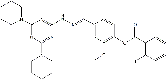 4-{2-[4,6-di(1-piperidinyl)-1,3,5-triazin-2-yl]carbohydrazonoyl}-2-ethoxyphenyl 2-iodobenzoate 结构式