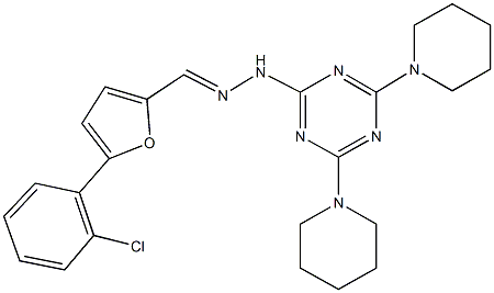 5-(2-chlorophenyl)-2-furaldehyde (4,6-dipiperidin-1-yl-1,3,5-triazin-2-yl)hydrazone 结构式