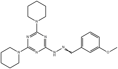 3-methoxybenzaldehyde (4,6-dipiperidin-1-yl-1,3,5-triazin-2-yl)hydrazone 结构式