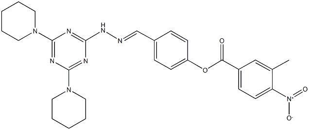 4-{2-[4,6-di(1-piperidinyl)-1,3,5-triazin-2-yl]carbohydrazonoyl}phenyl 4-nitro-3-methylbenzoate 结构式