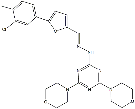 5-(3-chloro-4-methylphenyl)-2-furaldehyde [4,6-di(4-morpholinyl)-1,3,5-triazin-2-yl]hydrazone 结构式