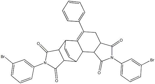 5,14-bis(3-bromophenyl)-9-phenyl-5,14-diazapentacyclo[9.5.2.0~2,10~.0~3,7~.0~12,16~]octadeca-9,17-diene-4,6,13,15-tetrone 结构式