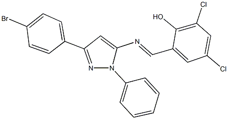 2-({[3-(4-bromophenyl)-1-phenyl-1H-pyrazol-5-yl]imino}methyl)-4,6-dichlorophenol 结构式