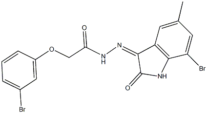 N'-(7-bromo-5-methyl-2-oxo-1,2-dihydro-3H-indol-3-ylidene)-2-(3-bromophenoxy)acetohydrazide 结构式