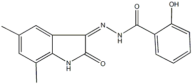 N'-(5,7-dimethyl-2-oxo-1,2-dihydro-3H-indol-3-ylidene)-2-hydroxybenzohydrazide 结构式