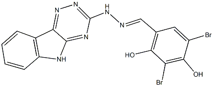 3,5-dibromo-2,4-dihydroxybenzaldehyde 5H-[1,2,4]triazino[5,6-b]indol-3-ylhydrazone 结构式