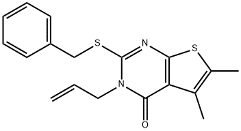 3-allyl-2-(benzylsulfanyl)-5,6-dimethylthieno[2,3-d]pyrimidin-4(3H)-one 结构式