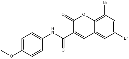 6,8-dibromo-N-(4-methoxyphenyl)-2-oxo-2H-chromene-3-carboxamide 结构式