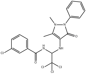 3-chloro-N-{2,2,2-trichloro-1-[(1,5-dimethyl-3-oxo-2-phenyl-2,3-dihydro-1H-pyrazol-4-yl)amino]ethyl}benzamide 结构式