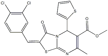 methyl 2-(3,4-dichlorobenzylidene)-7-methyl-3-oxo-5-(2-thienyl)-2,3-dihydro-5H-[1,3]thiazolo[3,2-a]pyrimidine-6-carboxylate 结构式