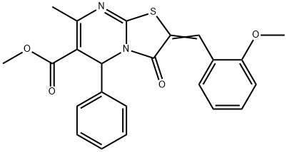 methyl 2-(2-methoxybenzylidene)-7-methyl-3-oxo-5-phenyl-2,3-dihydro-5H-[1,3]thiazolo[3,2-a]pyrimidine-6-carboxylate 结构式