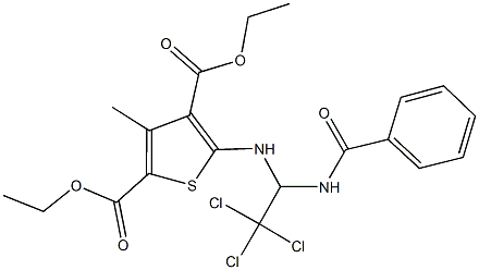 diethyl 5-{[1-(benzoylamino)-2,2,2-trichloroethyl]amino}-3-methyl-2,4-thiophenedicarboxylate 结构式