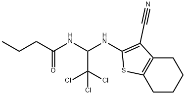 N-{2,2,2-trichloro-1-[(3-cyano-4,5,6,7-tetrahydro-1-benzothien-2-yl)amino]ethyl}butanamide 结构式