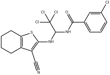 3-chloro-N-{2,2,2-trichloro-1-[(3-cyano-4,5,6,7-tetrahydro-1-benzothien-2-yl)amino]ethyl}benzamide 结构式