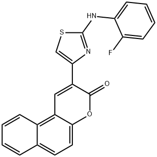 2-[2-(2-fluoroanilino)-1,3-thiazol-4-yl]-3H-benzo[f]chromen-3-one 结构式