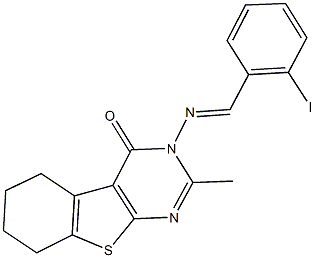 3-[(2-iodobenzylidene)amino]-2-methyl-5,6,7,8-tetrahydro[1]benzothieno[2,3-d]pyrimidin-4(3H)-one 结构式