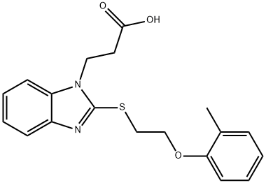 3-(2-{[2-(2-methylphenoxy)ethyl]sulfanyl}-1H-benzimidazol-1-yl)propanoic acid 结构式