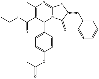 ethyl 5-[4-(acetyloxy)phenyl]-7-methyl-3-oxo-2-(3-pyridinylmethylene)-2,3-dihydro-5H-[1,3]thiazolo[3,2-a]pyrimidine-6-carboxylate 结构式