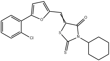 5-{[5-(2-chlorophenyl)-2-furyl]methylene}-3-cyclohexyl-2-thioxo-1,3-thiazolidin-4-one 结构式