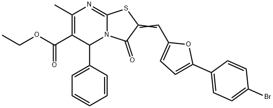 ethyl 2-{[5-(4-bromophenyl)-2-furyl]methylene}-7-methyl-3-oxo-5-phenyl-2,3-dihydro-5H-[1,3]thiazolo[3,2-a]pyrimidine-6-carboxylate 结构式