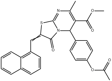 methyl 5-[4-(acetyloxy)phenyl]-7-methyl-2-(1-naphthylmethylene)-3-oxo-2,3-dihydro-5H-[1,3]thiazolo[3,2-a]pyrimidine-6-carboxylate 结构式