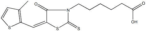 6-{5-[(3-methyl-2-thienyl)methylene]-4-oxo-2-thioxo-1,3-thiazolidin-3-yl}hexanoic acid 结构式