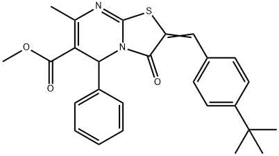 methyl 2-(4-tert-butylbenzylidene)-7-methyl-3-oxo-5-phenyl-2,3-dihydro-5H-[1,3]thiazolo[3,2-a]pyrimidine-6-carboxylate 结构式