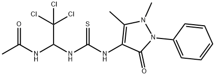 N-[2,2,2-trichloro-1-({[(1,5-dimethyl-3-oxo-2-phenyl-2,3-dihydro-1H-pyrazol-4-yl)amino]carbothioyl}amino)ethyl]acetamide 结构式