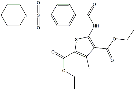 diethyl 3-methyl-5-{[4-(1-piperidinylsulfonyl)benzoyl]amino}-2,4-thiophenedicarboxylate 结构式