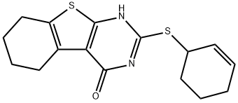 2-(2-cyclohexen-1-ylsulfanyl)-5,6,7,8-tetrahydro[1]benzothieno[2,3-d]pyrimidin-4(3H)-one 结构式