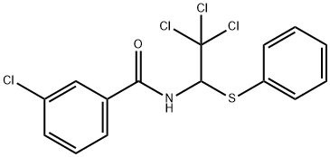 3-chloro-N-[2,2,2-trichloro-1-(phenylsulfanyl)ethyl]benzamide 结构式