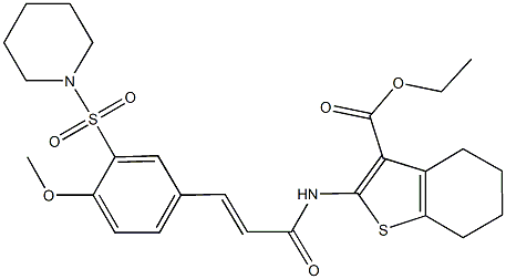 ethyl 2-({3-[4-methoxy-3-(1-piperidinylsulfonyl)phenyl]acryloyl}amino)-4,5,6,7-tetrahydro-1-benzothiophene-3-carboxylate 结构式