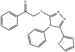 1-phenyl-2-{[4-phenyl-5-(2-thienyl)-4H-1,2,4-triazol-3-yl]sulfanyl}ethanone 结构式