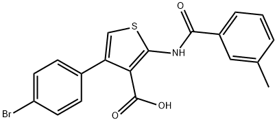 4-(4-bromophenyl)-2-[(3-methylbenzoyl)amino]-3-thiophenecarboxylic acid 结构式