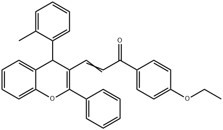 1-(4-ethoxyphenyl)-3-[4-(2-methylphenyl)-2-phenyl-4H-chromen-3-yl]-2-propen-1-one 结构式