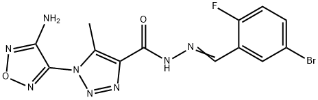 1-(4-amino-1,2,5-oxadiazol-3-yl)-N'-(5-bromo-2-fluorobenzylidene)-5-methyl-1H-1,2,3-triazole-4-carbohydrazide 结构式